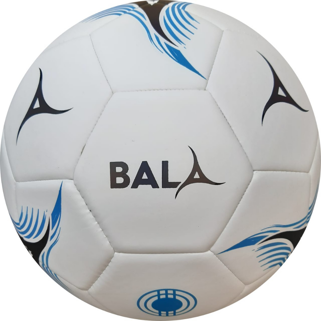 Bala Play Training football with blue and black patterns and 'BALA' branding.